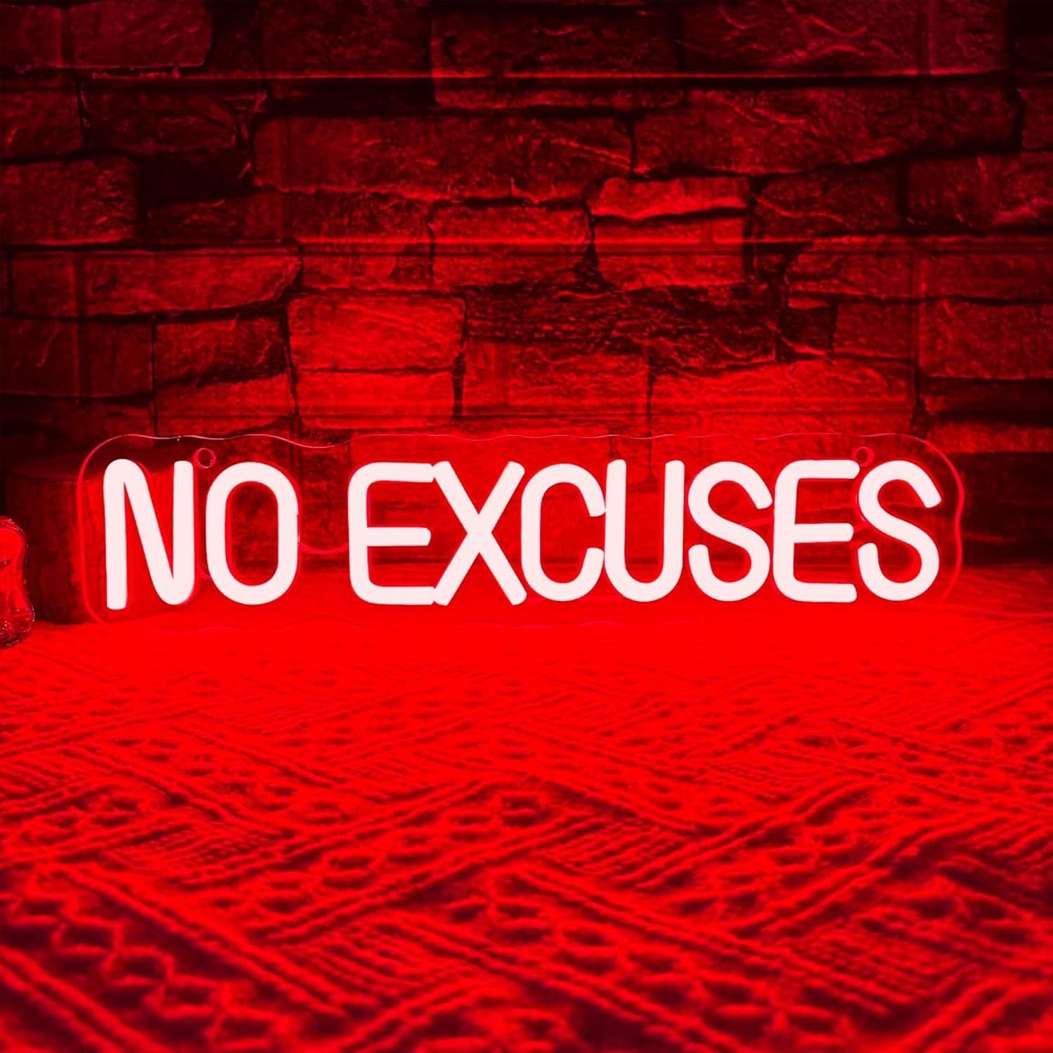 Home Gym Neon Sign - Letreiro Neon 'Sem Desculpas' com Luz