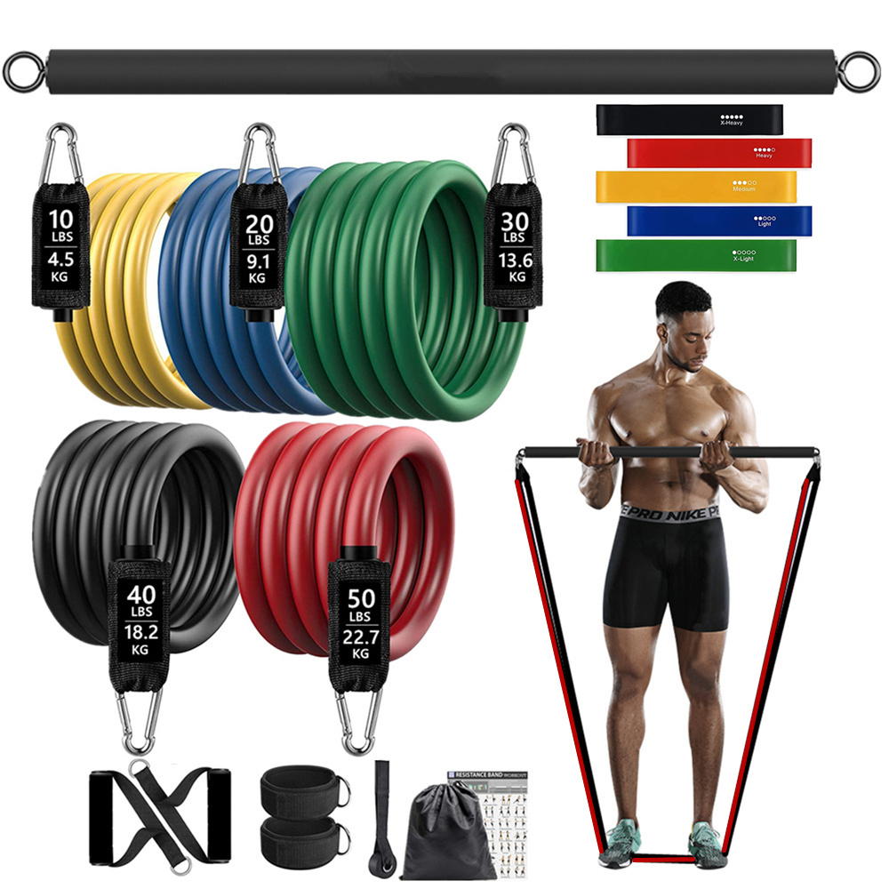 Home Gym Equipment Set - 150lb fitness booty resistência elástico treino