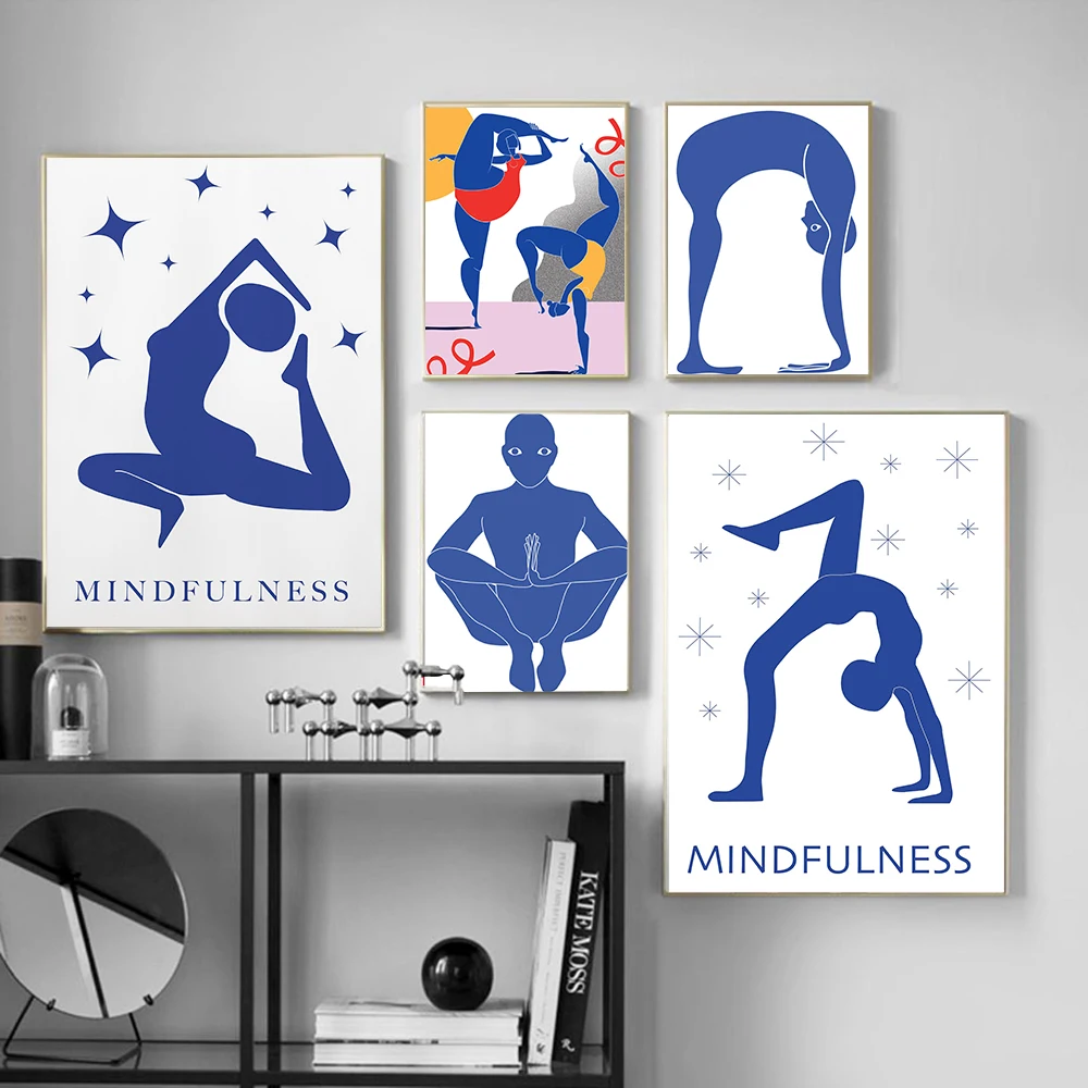 Pôster Abstrato de Poses de Yo - Home Gym Yoga avaliação e preço